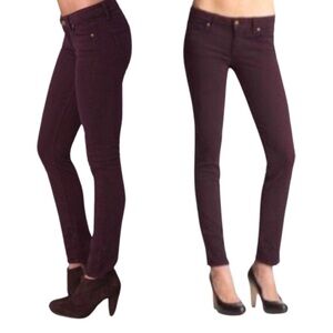 PAIGE Skyline Skinny Ankle Jeans in Eggplant